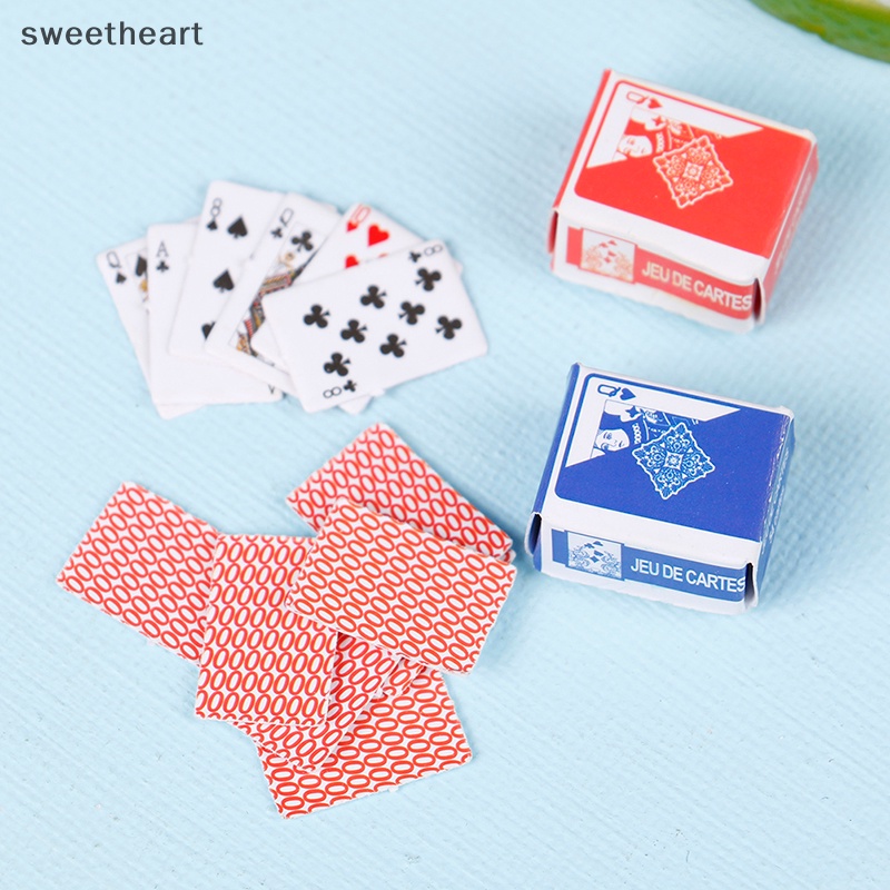 Dễ thương 1:12 trò chơi thu nhỏ Poker Mini Dollhouse chơi bài trang trí nhà mới