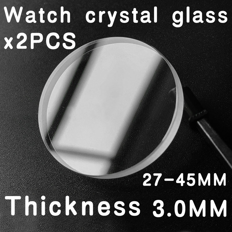 Set 2 Phụ Kiện Mặt Kính Tròn Dày 3.0mm Từ 27mm Đến 45mm Thay Thế Cho Đồng Hồ Đeo Tay