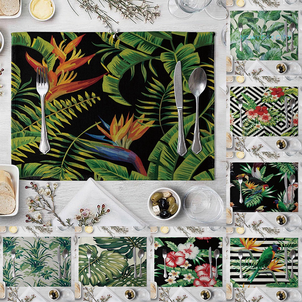 Thảm Lót Bàn Ăn Cách Nhiệt Hình Lá Xanh