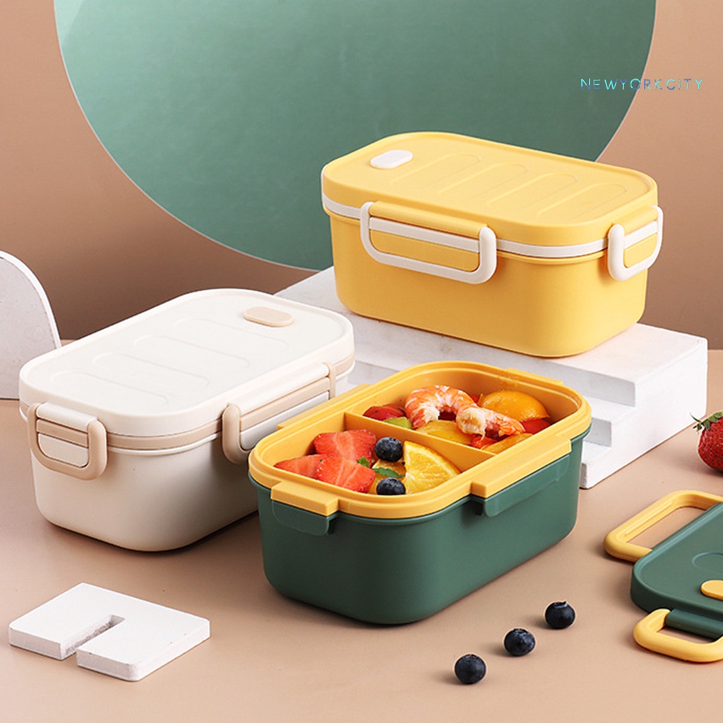Hộp cơm Hai Tầng Bằng Nhựa Chống Rò Rỉ Có Khóa Cài 1000ML Dành Cho Gia Đình