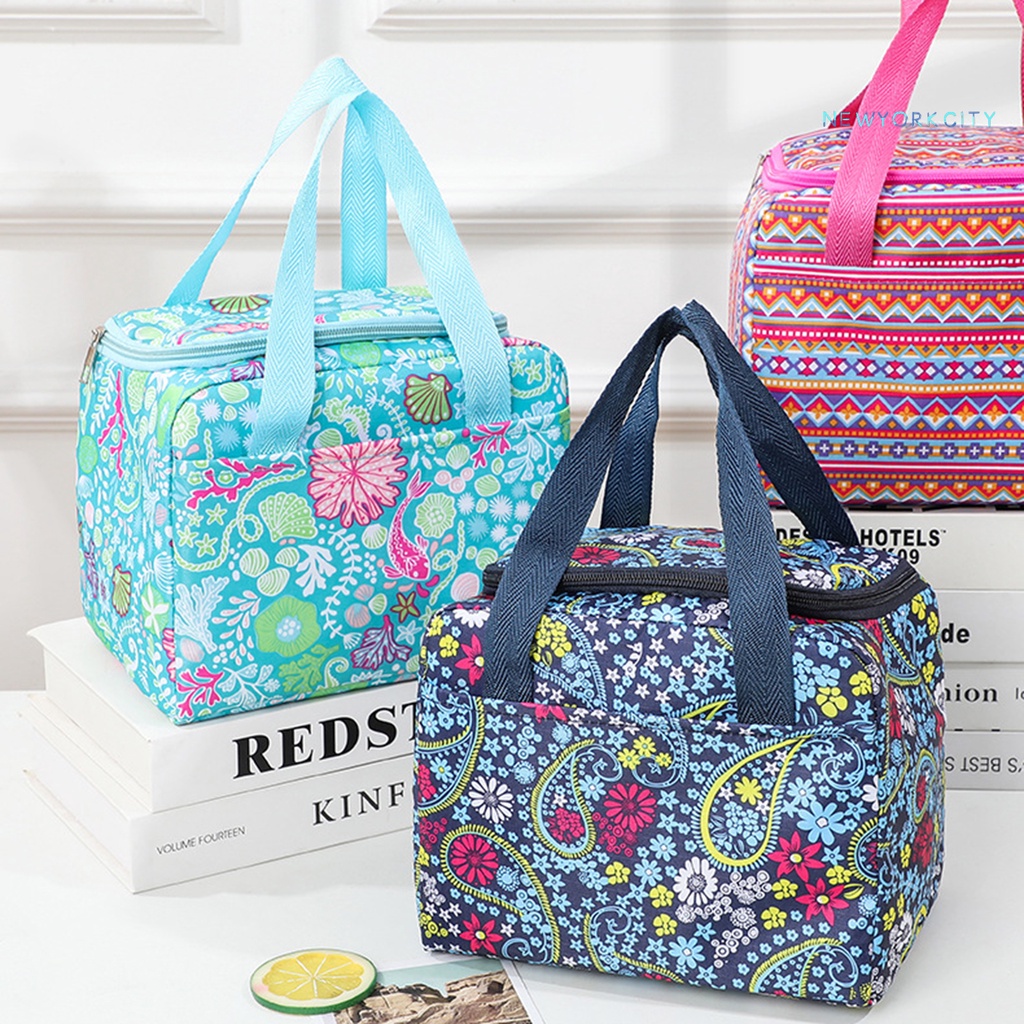 Túi Đựng Hộp Cơm Trưa Giữ Nhiệt Chống Thấm Nước Chống Bẩn In Họa Tiết Xinh Xắn Tiện Dụng