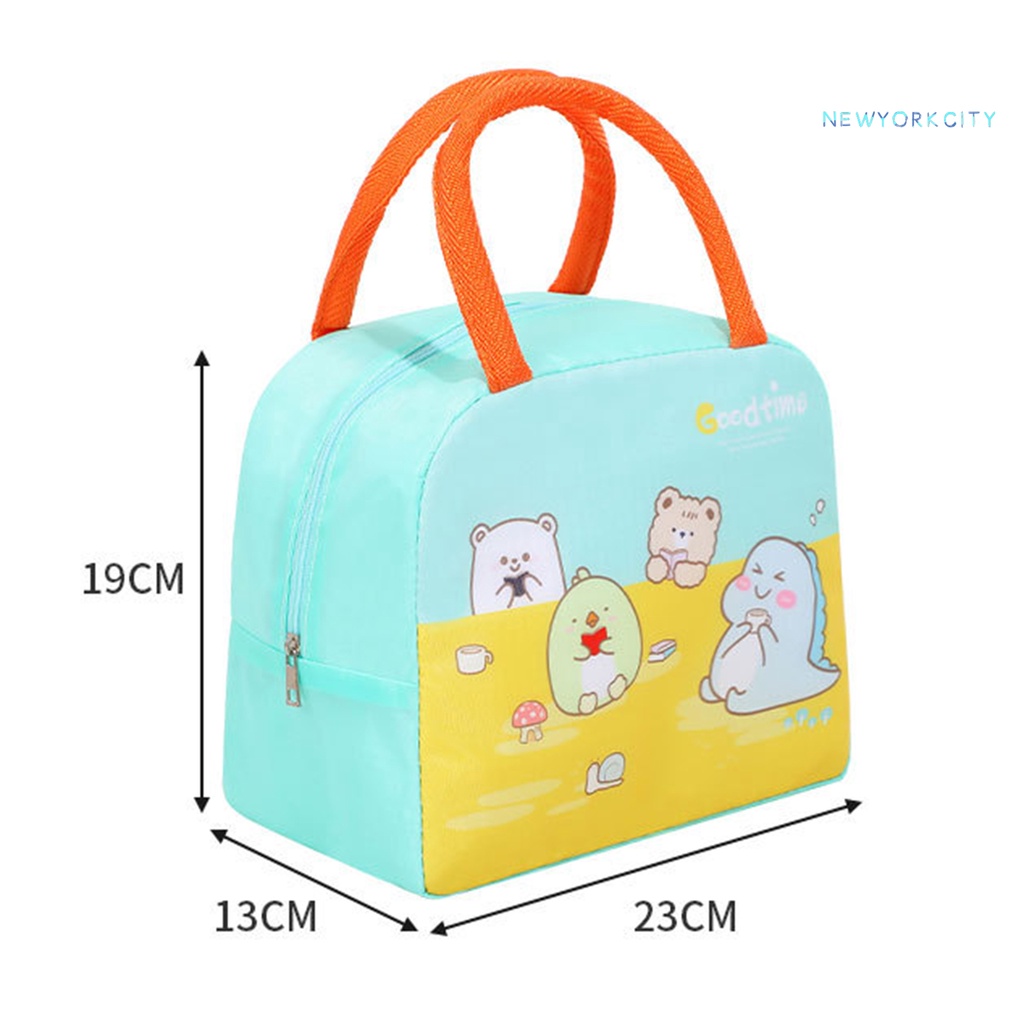 Túi Vải Oxford Giữ Nhiệt Đựng Đồ Ăn Trưa In Họa Tiết Hoạt Hình Sức Chứa Lớn Có Khóa Kéo
