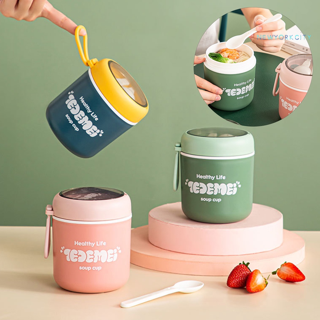 Cy-1 Bộ Cốc Súp 510ml Có Nắp Đậy Chống Rò Rỉ Có Muỗng Sử Dụng Hàng Ngày