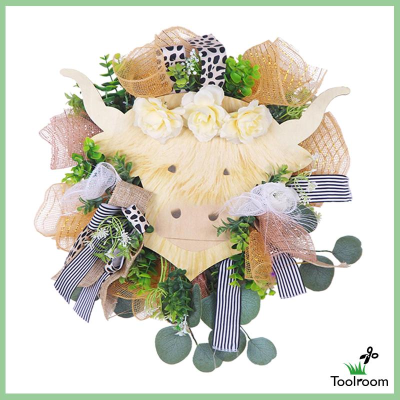 Vòng Hoa Bò Nhân Tạo Treo Tường Trang Trí Giáng Sinh