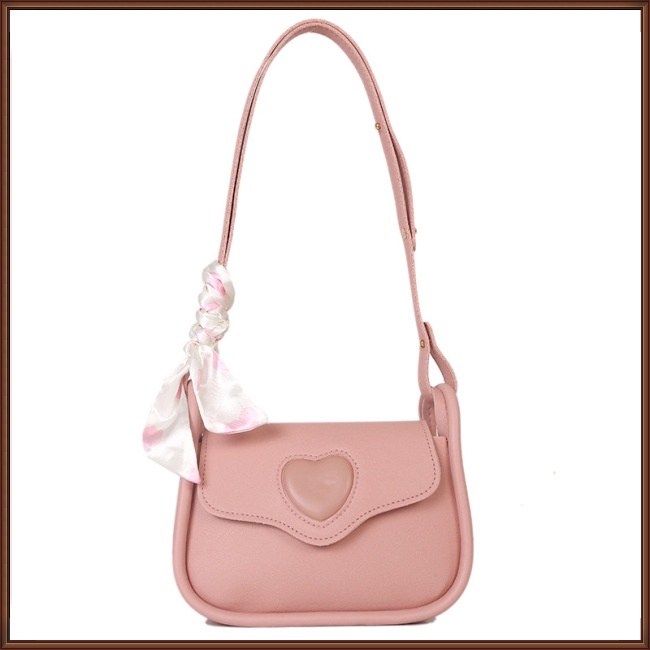 Túi Đeo Chéo Nắp Gập Trái Tim Màu Sắc Tương Phản Đơn Giản Hợp Thời Trang Cho Nữ