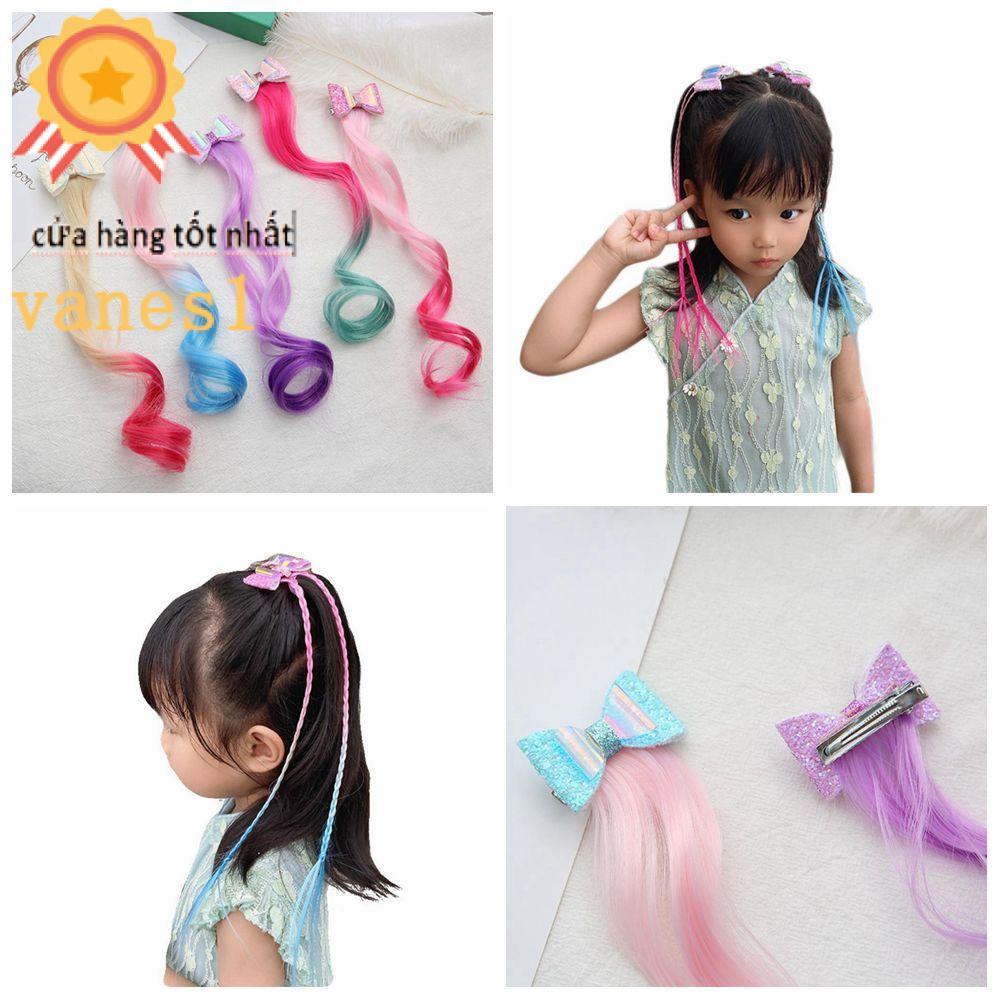 Tóc Giả Thắt Nơ Nhiều Màu Sắc Dễ Thương Tự Nhiên VANES1 Dành Cho Bé Gái