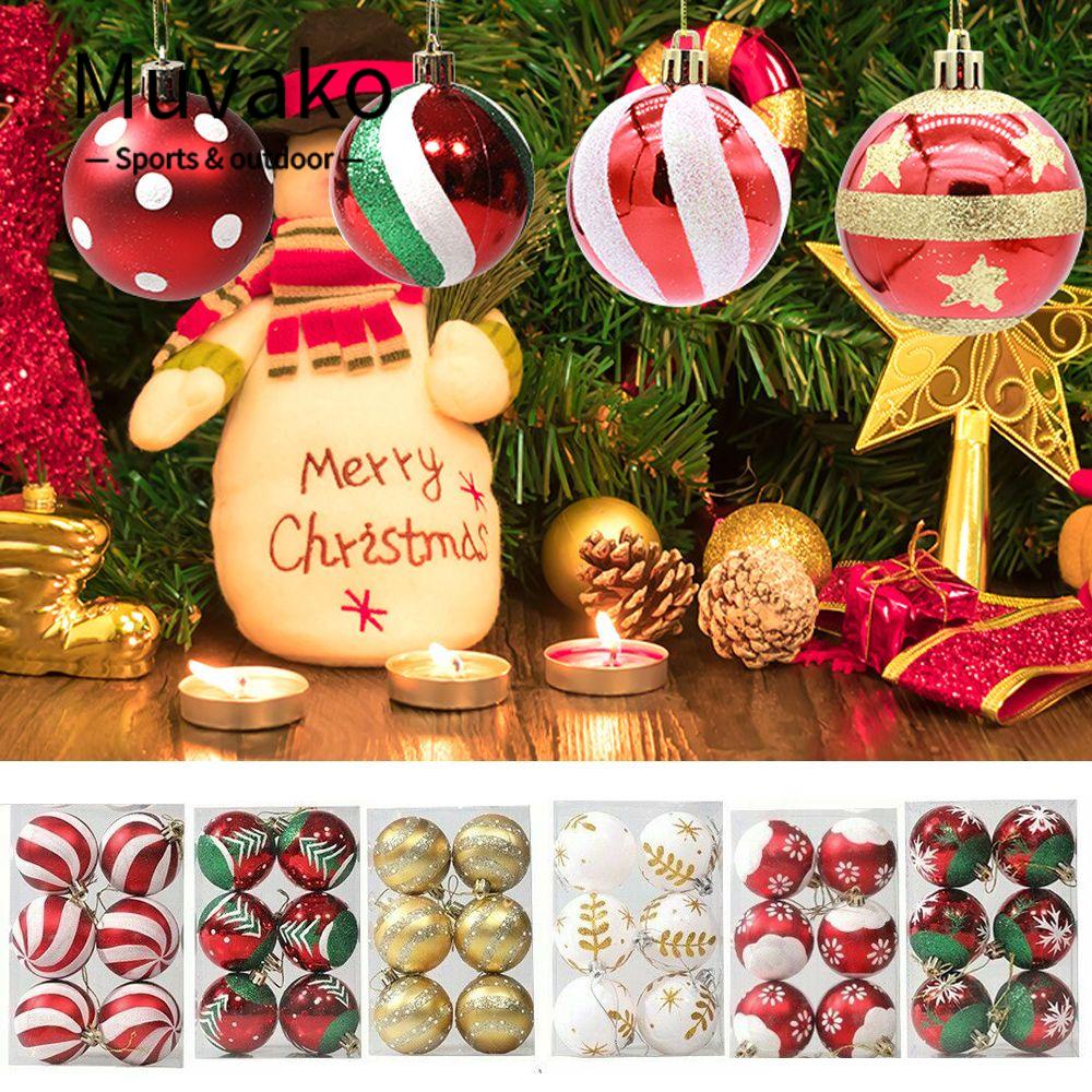 MUVAKO Set 6 Trái Châu 6CM Trang Trí Giáng Sinh DIY