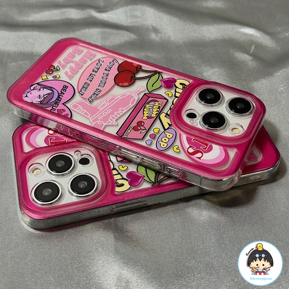 Ốp Điện Thoại TPU Mềm Chống Bụi Chống Rơi In Hình Cô Gái Màu Hồng Cho IPhone 14 13 12 11 Pro Max X XR 8 7 Plus