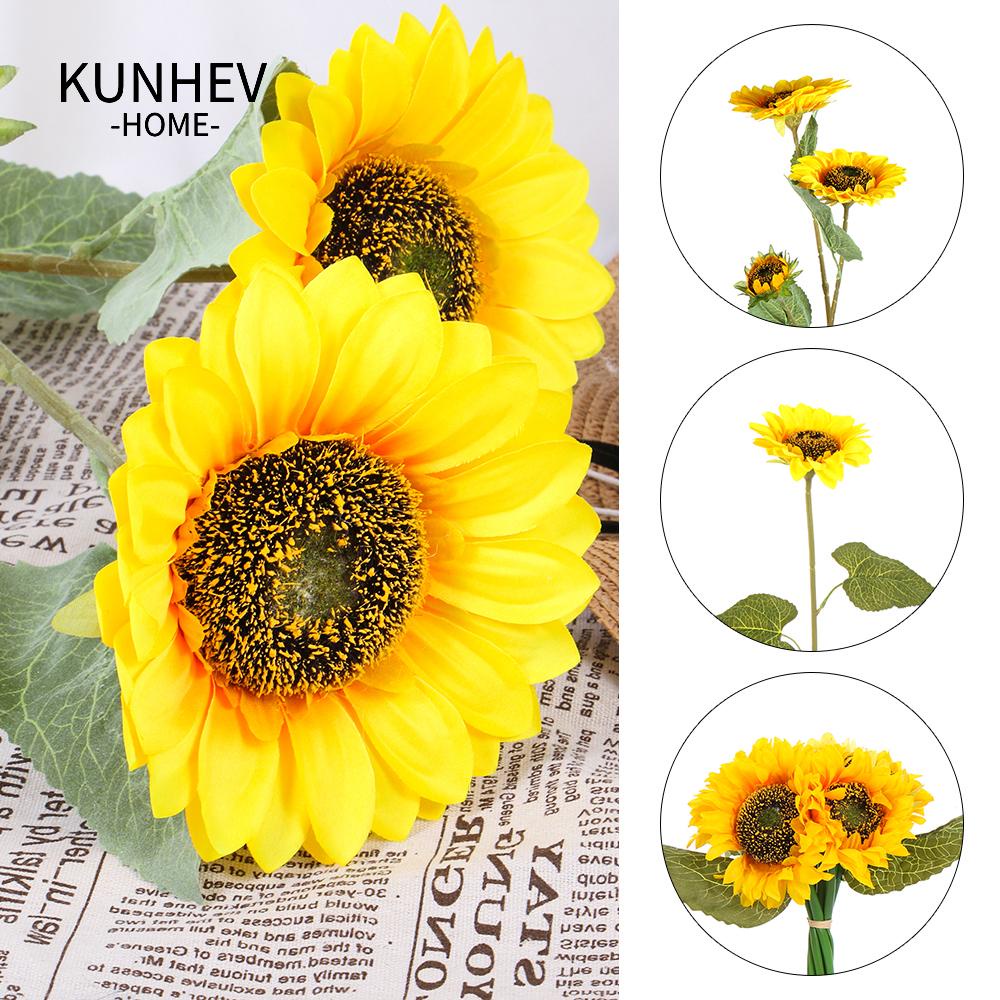 KUNHEV Bó Hoa Hướng Dương Nhân Tạo Dùng Để Trang Trí Nhà Cửa / Tiệc Cưới DIY