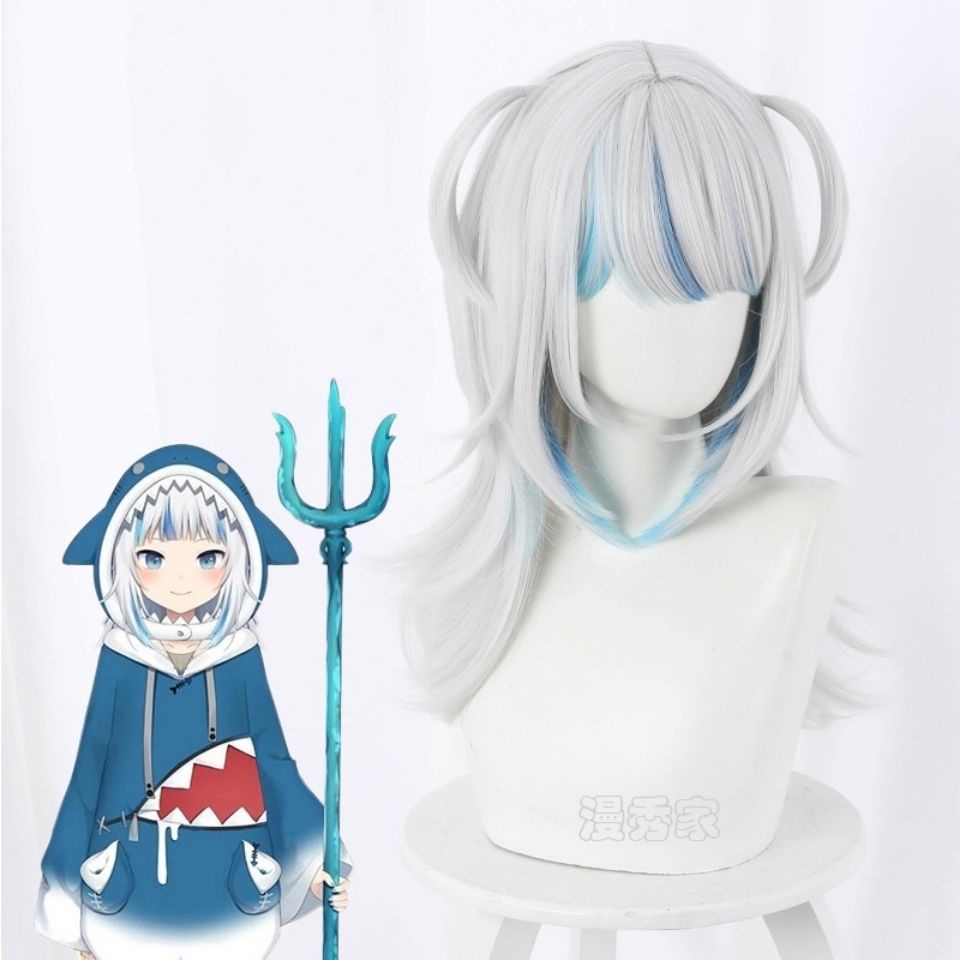 Hololive Gawr Gura Kava Gura cosplay Tóc Giả Ảo Thần Tượng Cá Mập Tóc Giả Lật Tóc Giả