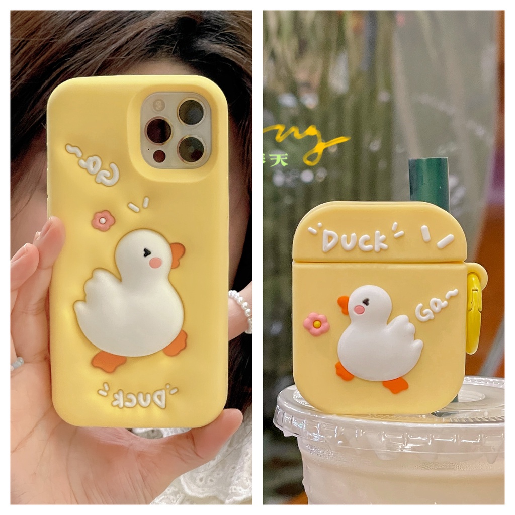 Ốp Điện Thoại Silicone Mềm Chống Sốc In Hình Vịt Hoạt Hình Cho iPhone 14 14PRO max 13 12PRO max 13pro max Airpods 1 / 2 / 3 / PRO