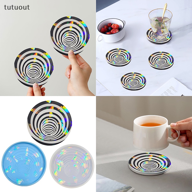 Khuôn Silicone Làm Đế Lót Ly Hình Xoắn Ốc 3D Nhiều Màu Sắc