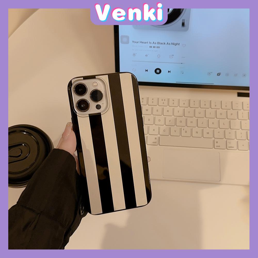 VENKI - Dành Cho iPhone 11 Ốp Lưng iPhone Đen Bóng TPU Mềm Chống Sốc Bảo Vệ Camera Sọc Đen Trắng Đơn Giản Tương Thích Với iPhone 14 13 Pro max 12 Pro Max xr xs max 7 8