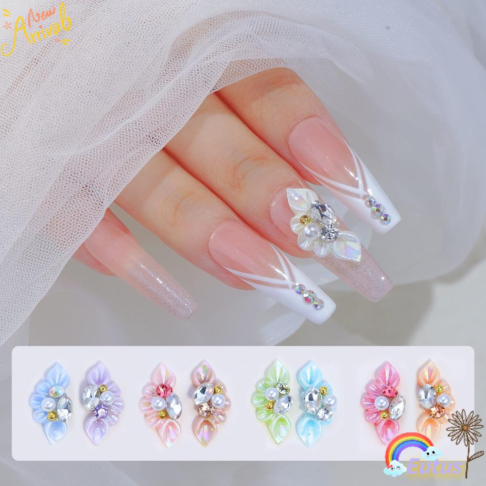 EUCA Set 10 Phụ Kiện Trang Trí Móng Tay Hình Cánh Hoa 3D Độc Đáo