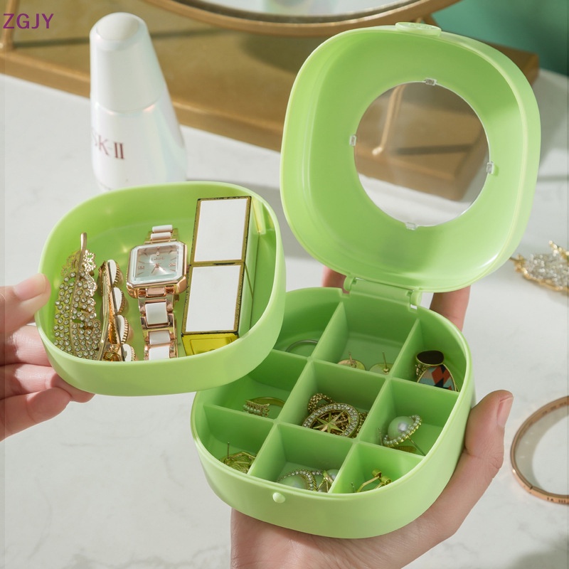 Hộp Đựng Nhẫn / Vòng cổ Hai Tầng Thiết Kế Nhỏ Gọn Tiện Dụng Cho Nữ Mới