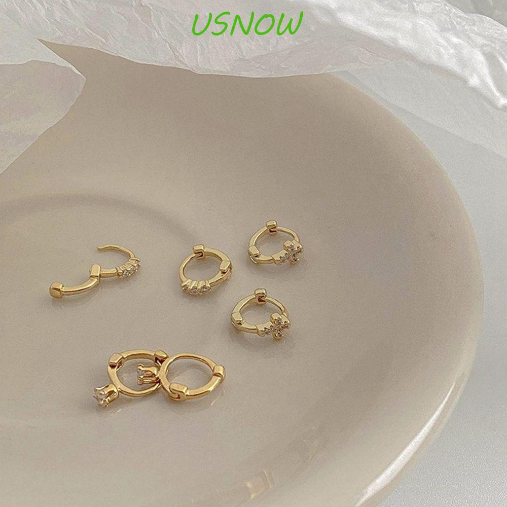 USNOW Bông Tai Hình Tròn / Chữ Thập Độc Đáo Tinh Tế Thời Trang Cho Nữ