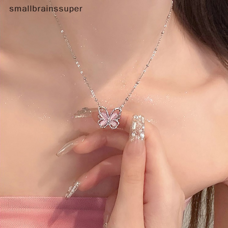 Vòng cổ Mặt Hình Bướm Rỗng Đính Đá Zircon Lấp Lánh Thời Trang Cho Nữ SBS