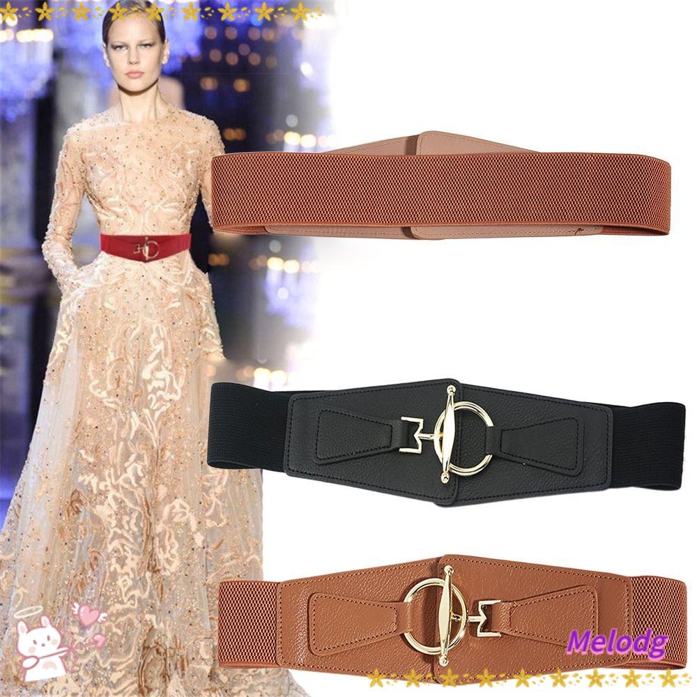 MELODG Thắt Lưng Co Giãn Phối Khóa Kim Loại Thời Trang Cho Nữ