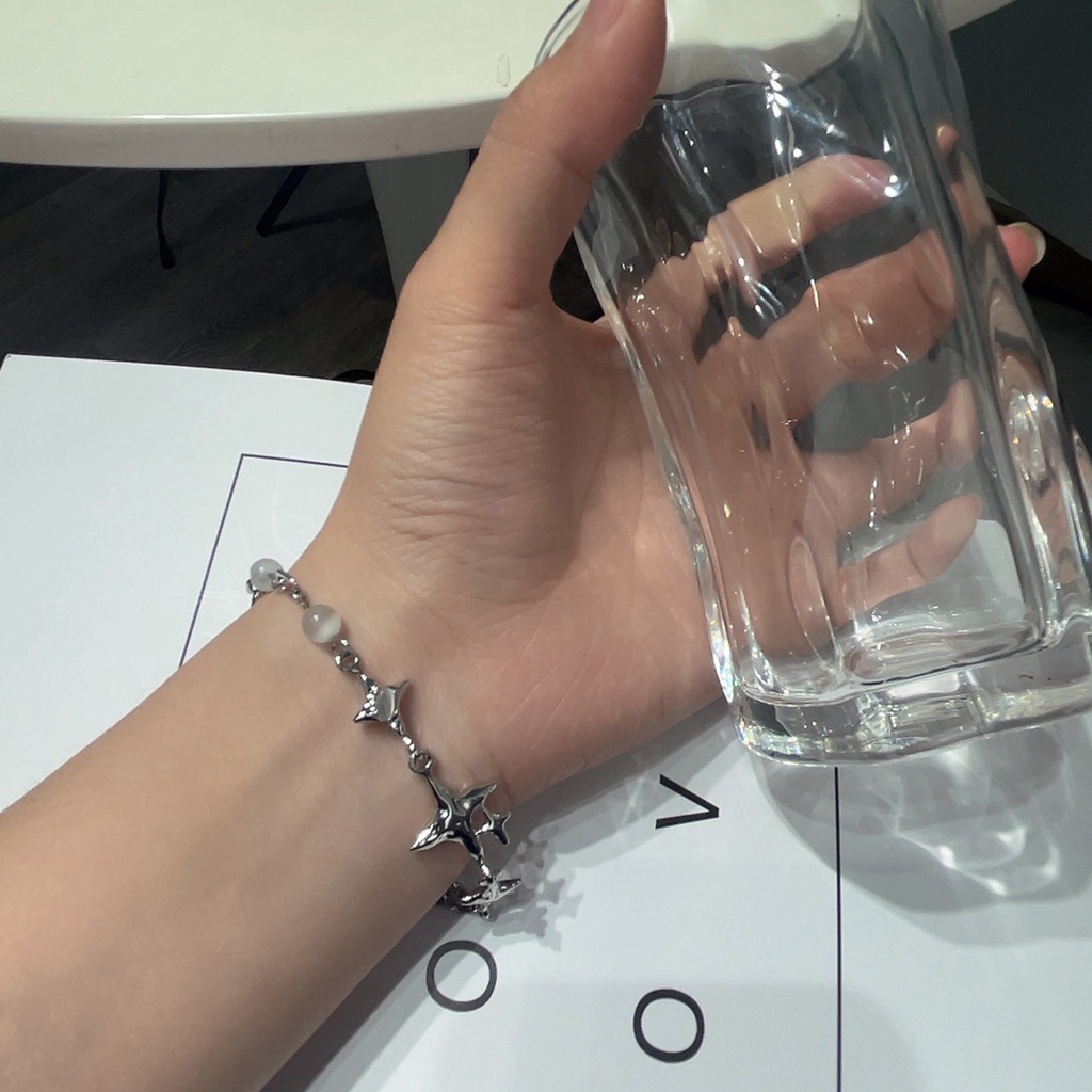 Vòng Tay Thủ Công Đính Đá Mặt Trăng Thiết Kế Sang Trọng Thời Trang Chất Lượng Cao