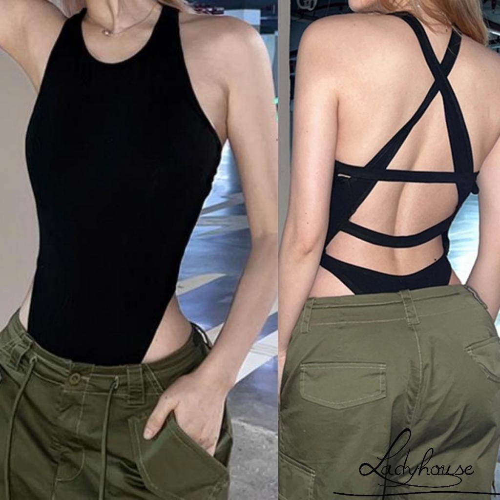 Áo Liền Quần Ngắn Hai Dây Màu Đen Gợi Cảm Cho Nữ