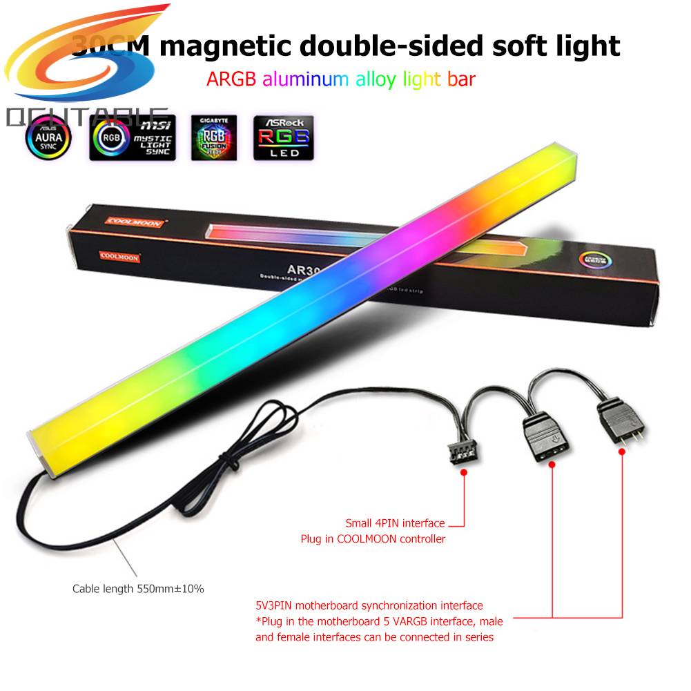 Dải Đèn LED RGB 30cm Từ Tính Nhiều Màu Sắc Trang Trí Không Khí Tiện Dụng