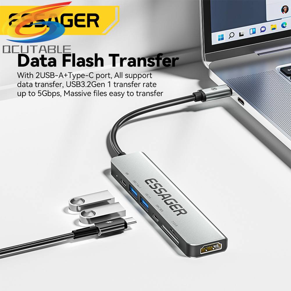 Bộ Chia Cổng USB Type-C HDMI 7 Trong 1 Hỗ Trợ PD60W