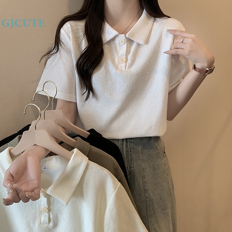 Áo Sơ Mi Nữ Ngắn Tay Cổ Bẻ Form Rộng Thời Trang