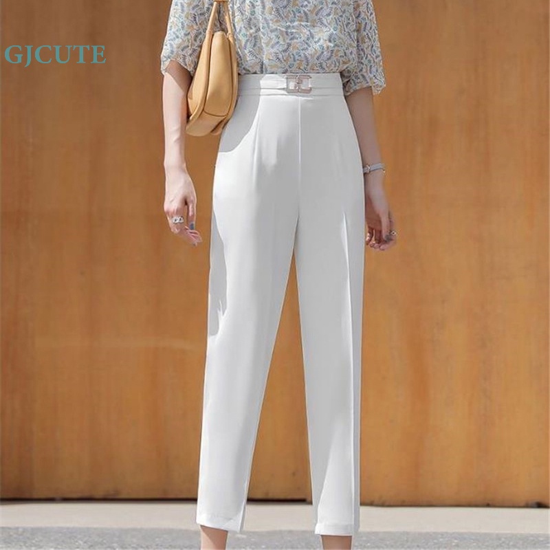 Quần Dài Chiffon Ống Rộng Lưng Cao Xếp Ly Phong Cách Hàn Quốc Thời Trang Xuân Hè Cho Nữ