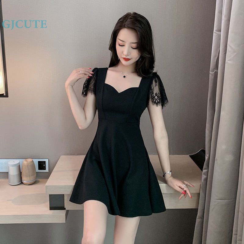 Đầm Cưới Dáng Chữ A Cổ Chữ V Phối Ren Màu Đen Gợi Cảm Cho Bạn Gái