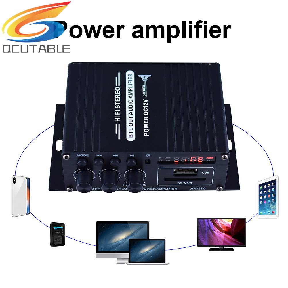 Bộ Khuếch Đại Âm Thanh Kỹ Thuật Số Bluetooth AK-370 HIFI Kênh 2.0 12V