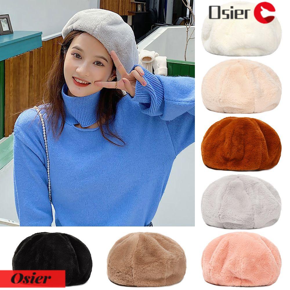 OSIER1 Mũ Beret Vải Lông Màu Trơn Thời Trang Vintage 1 Cho Nữ