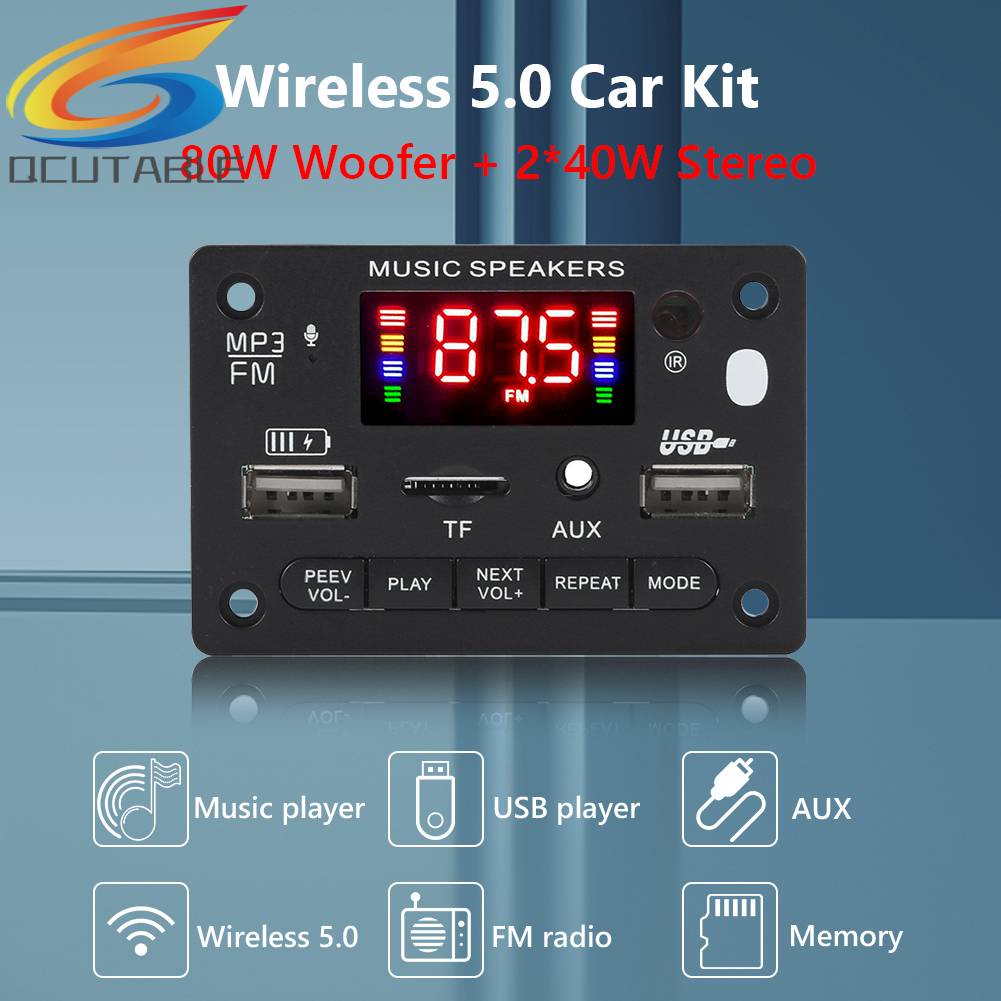 Bảng Mạch Khuếch Đại Âm Thanh Bluetooth 5.0 MP3 DC 7-24V 2x40W Chuyên Dụng Cho Xe Hơi / Nhà Cửa