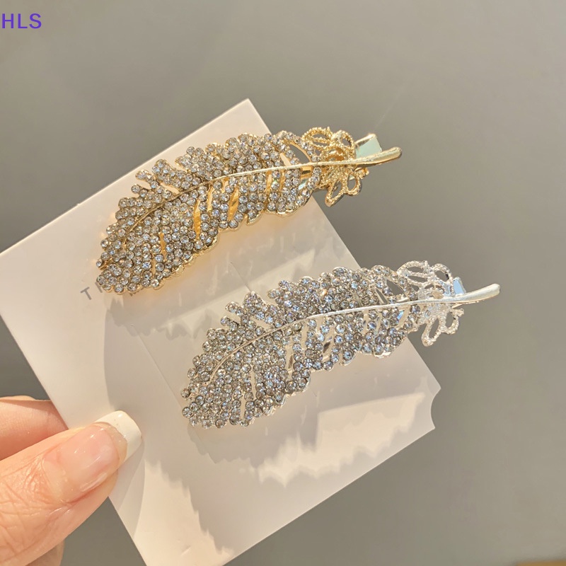 Kẹp Tóc Hình Lông Vũ Đính Đá Thời Trang Hàn Quốc Cho Nữ