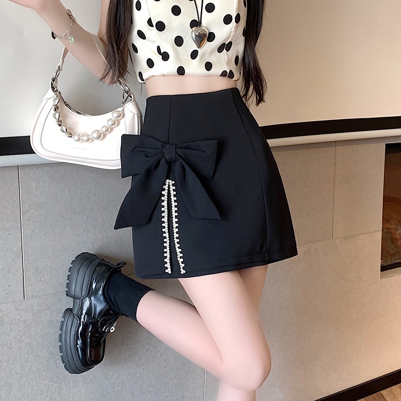 Váy Ngắn Chữ A Lưng Cao Thắt Nơ Mùa Hè Mới Dành Cho Bạn Nữ