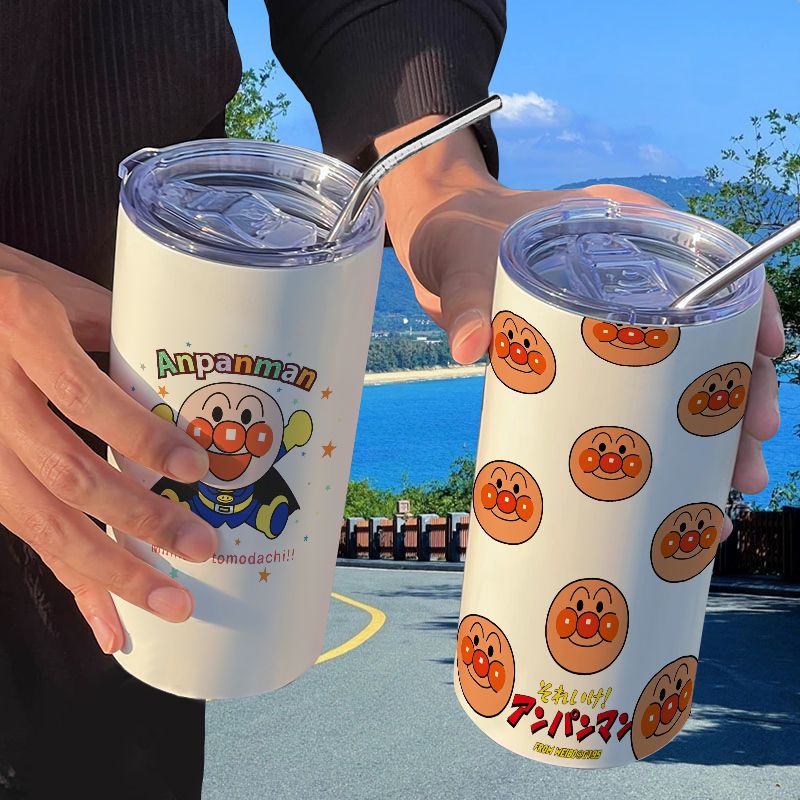 Bình Nước Giữ Nhiệt Có Ống Hút Họa Tiết Anpanman Dễ Thương
