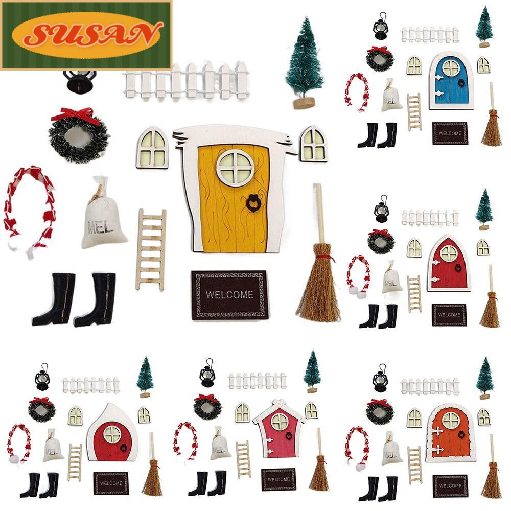 SUSANS Mô Hình Cửa Sổ Bằng Gỗ Dùng Trang Trí Nhà Búp Bê DIY