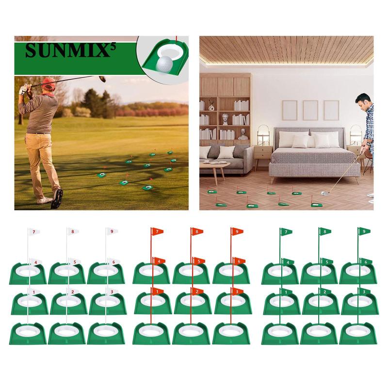 Bộ 9 Dụng Cụ Luyện Tập Đánh Golf Có Lỗ Treo Lưng + Cốc Đánh Golf