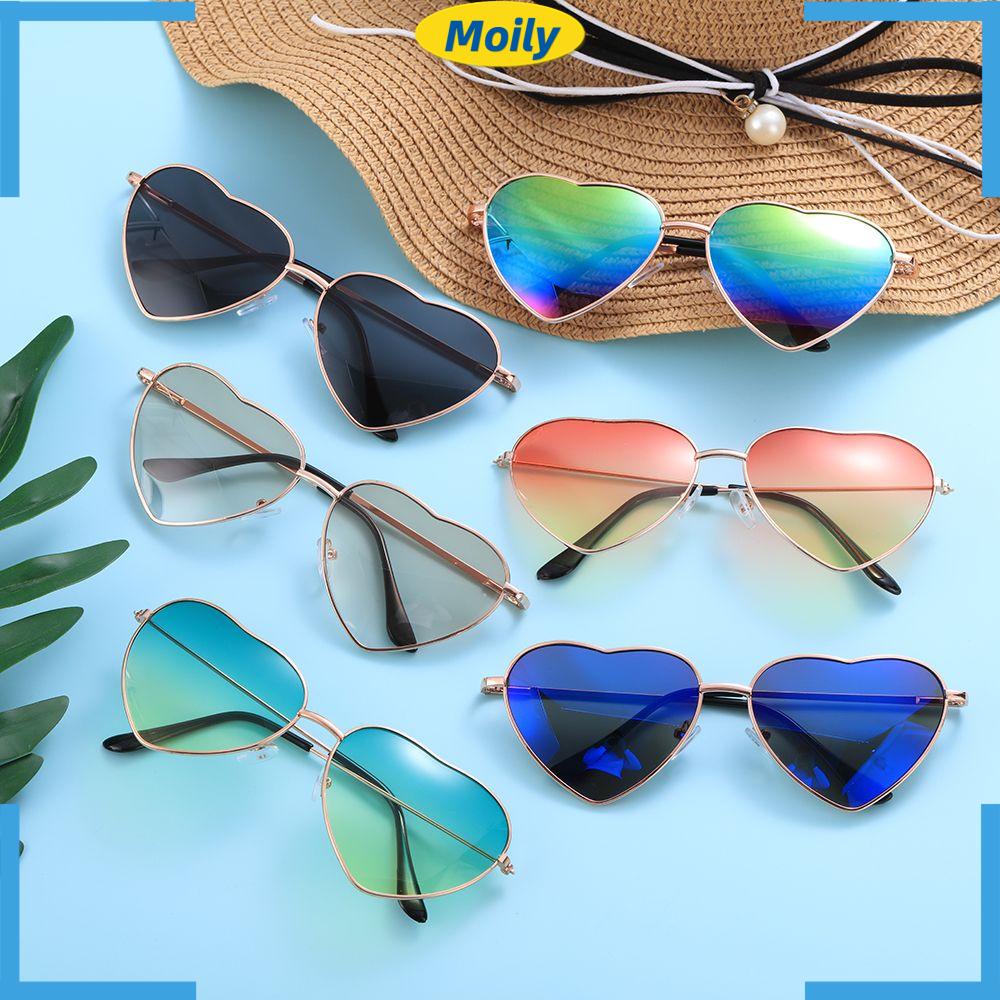 MOILYVN Kính Mát Gọng Kim Loại Hình Trái Tim Chống Tia Uv400