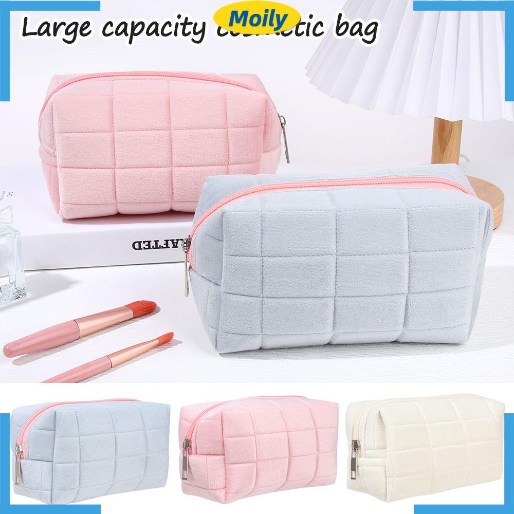 MOILYVN Túi Nhung Đựng Mỹ Phẩm Có Khóa Kéo Tiện Lợi Khi Đi Du Lịch