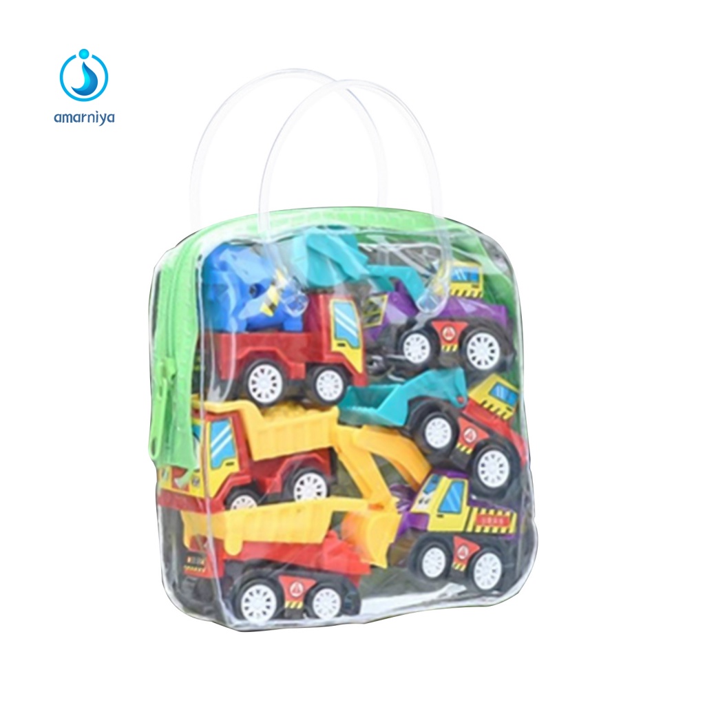 Bộ 6 Xe Tải Đồ Chơi Mini Bằng Nhựa Chống Rơi Vỡ Cho Trẻ Em