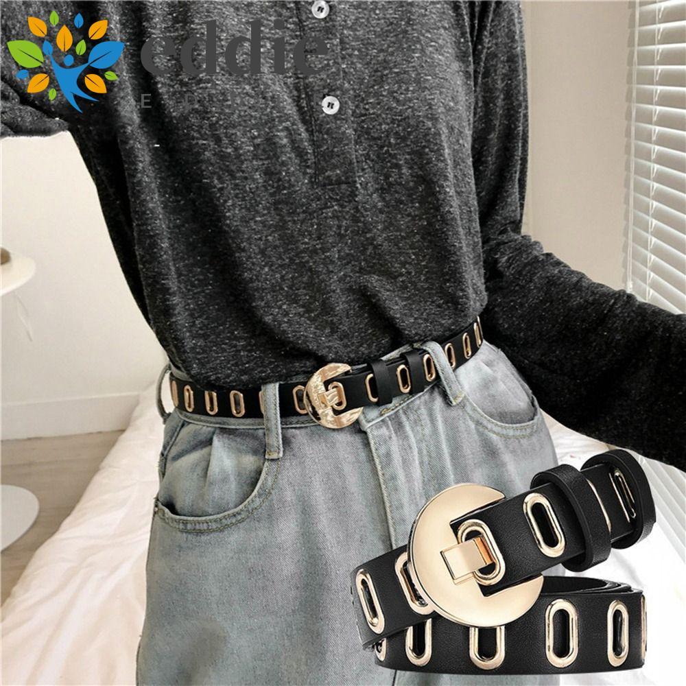 Thắt Lưng Da PU 26 Lỗ Phối Kim Loại Phong Cách Vintage Cho Nam