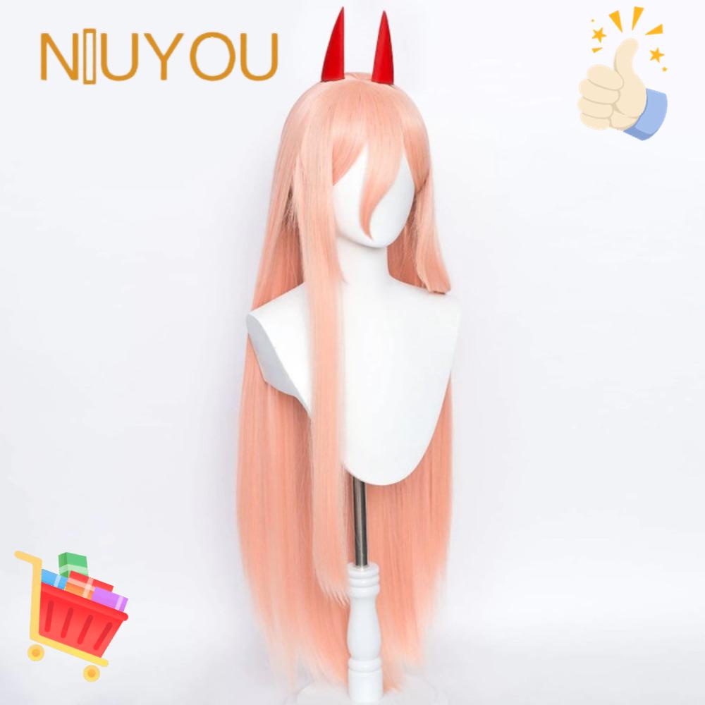 NIUYOU Tóc Giả Sừng Hồng Bằng Sợi Tổng Hợp Hóa Trang Tiệc Tùng