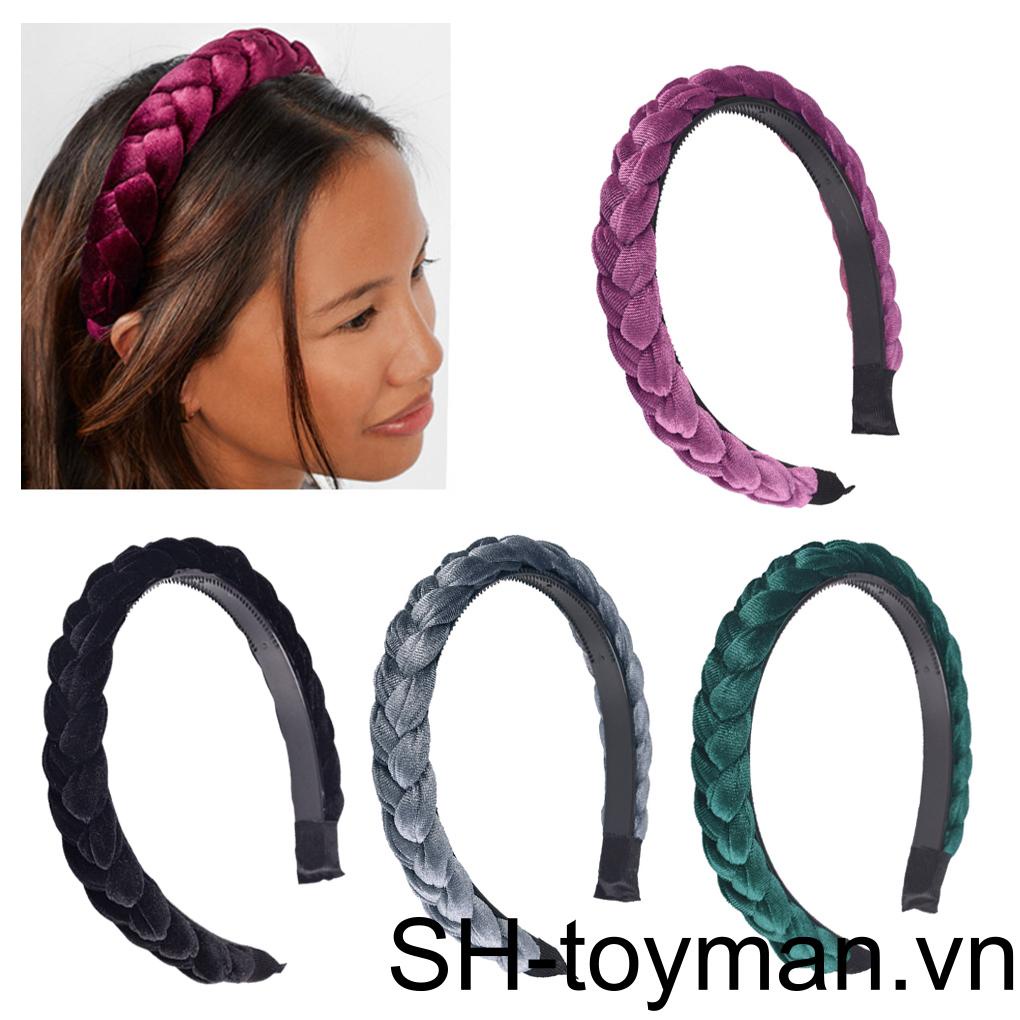Băng Đô Cài Tóc Bện Bằng Nhựa Chống Trượt Màu Tím Thời Trang Cho Nữ