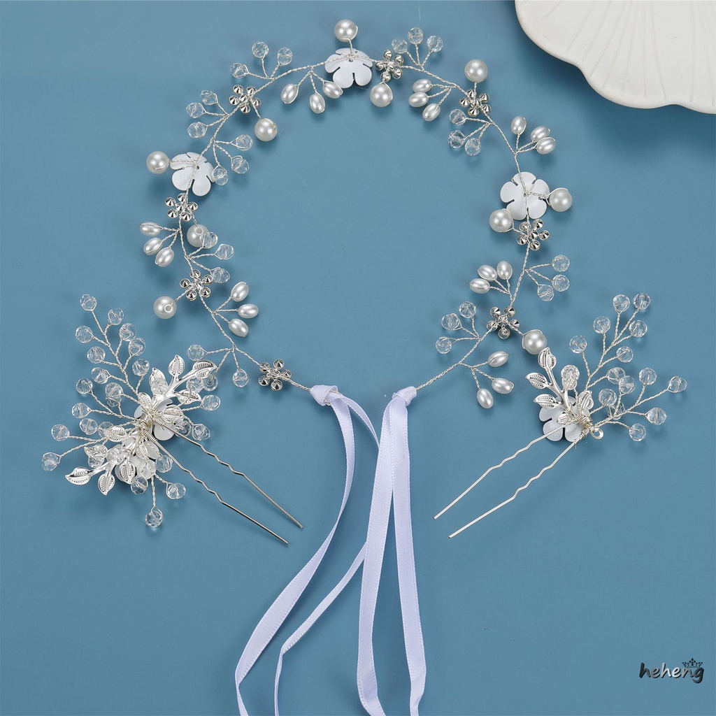 Băng Đô Cài Tóc Bằng Hợp Kim Đính Ngọc Trai Nhân Tạo Cho Cô Dâu