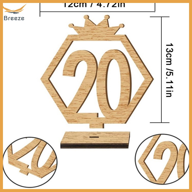 Bảng Gỗ Đánh Số Từ 1-20 Hai Mặt Hình Lục Giác Có Đế Cho Tiệc Cưới