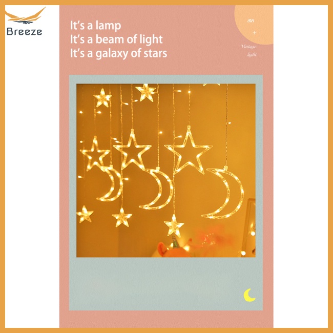 Dây Đèn Led Ip44 Ip44 Hình Mặt Trăng / Ngôi Sao 8 Chế Độ Chống Thấm Nước Trang Trí Giáng Sinh