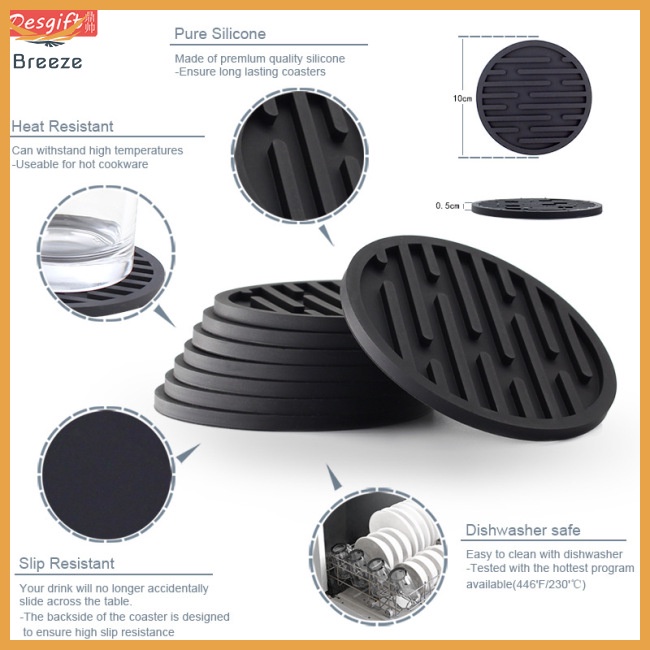 Bộ 8 Đế Lót Ly Bằng Silicone Cao Cấp Cách Nhiệt Chống Trượt Kèm Giá Đỡ Tiện Dụng