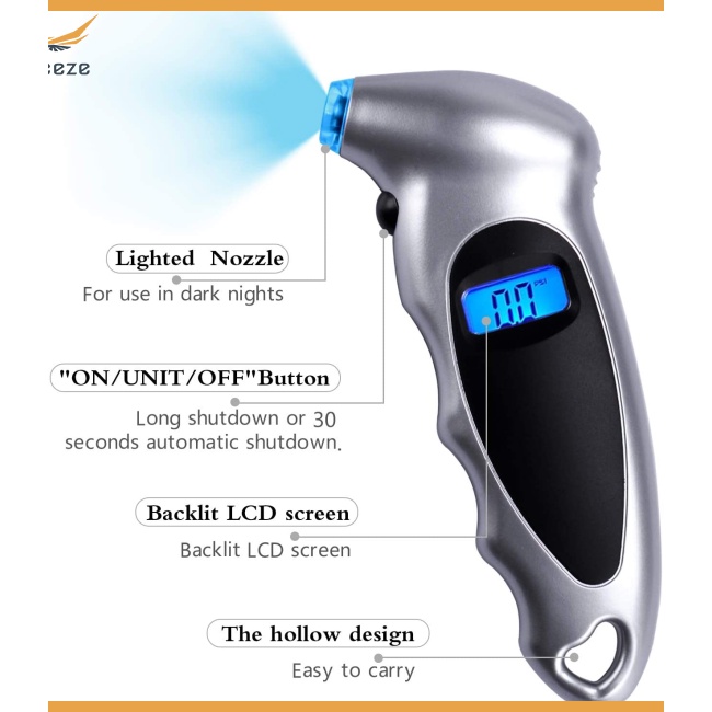 Đồng Hồ Đo Áp Suất Lốp Xe Kỹ Thuật Số Lcd Cầm Tay Đa Năng Cho Xe Hơi Xe Tải