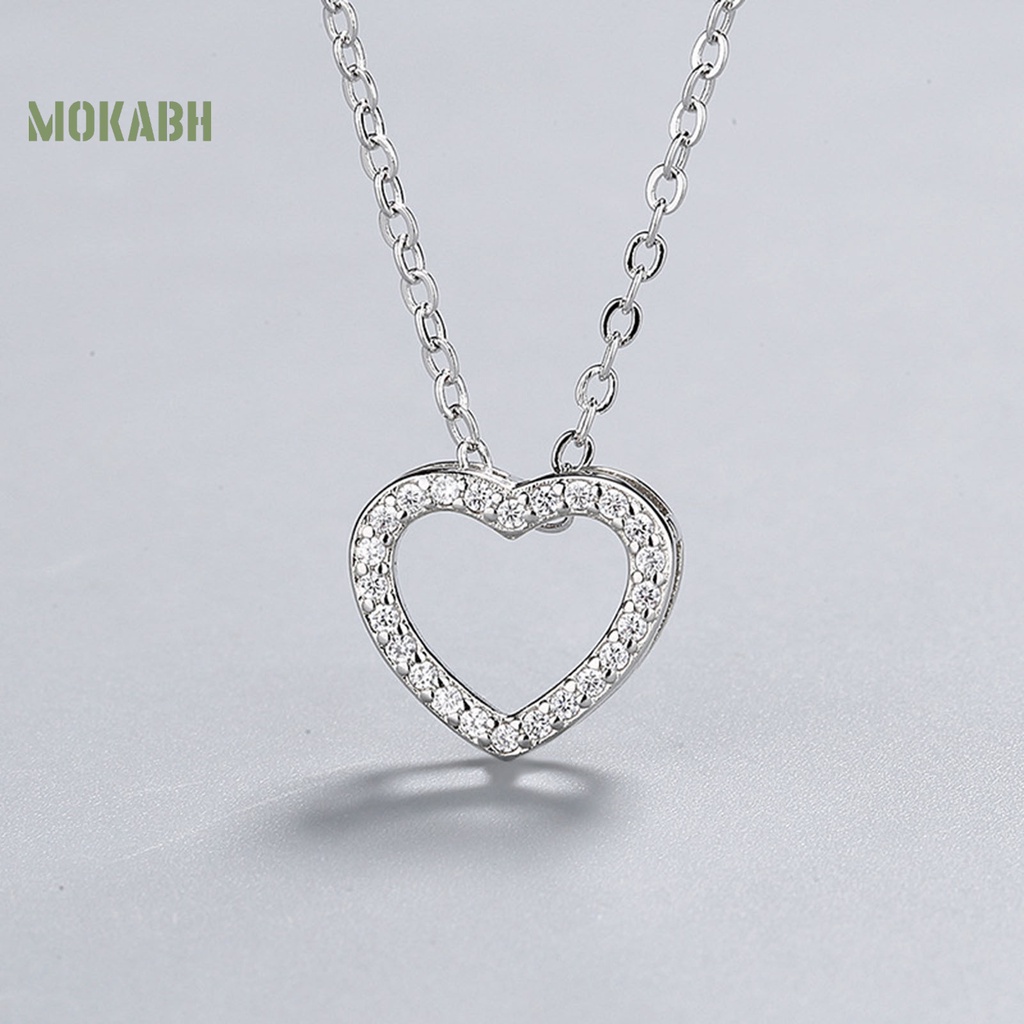 [Mok Abh] Vòng cổ Mặt Hình Trái Tim Và Thánh Giá Đính Kim Cương Giả Chống Rỉ