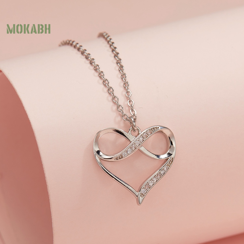 [Mok Abh] Vòng cổ Mặt Hình Số 8 Đính Đá Lấp Lánh Kiểu Dáng Sang Trọng Cho Nữ